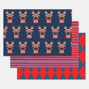 Feuille De Papier Cadeau FUN DEER AVEC MASQUE DE VISAGE FLAT SHEET WrapET P