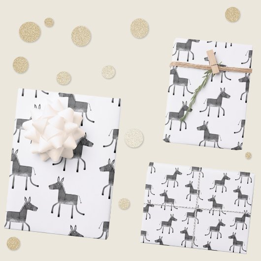 Feuille De Papier Cadeau Fun Donkey Motif