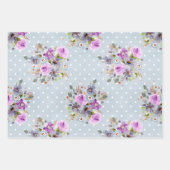 Feuille De Papier Cadeau Fun Fun Fun Girly rose bleu violet rayure florale  (Devant 3)