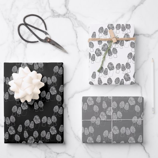 Feuille De Papier Cadeau Fun Fungi Morel Champignons Motif Cadeau (Recto)