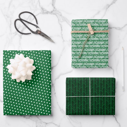 Feuille De Papier Cadeau Fun Holiday Vert Blanc Noir Abstrait Zigzag Art (Recto)