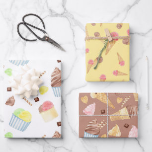 Feuille De Papier Cadeau Fun Ice Cream Cones Nourriture d'été Coloré