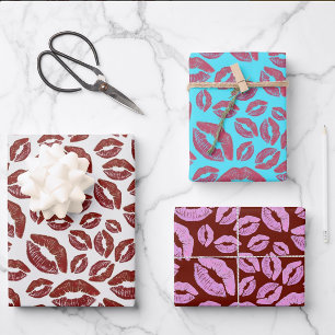 Feuille De Papier Cadeau Fun Lipstick Kiss Impression