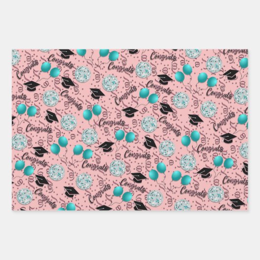 Feuille De Papier Cadeau Fun Moderne Fun Graduats rose mignon (Devant 3)