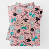 Feuille De Papier Cadeau Fun Moderne Fun Graduats rose mignon (En situation)