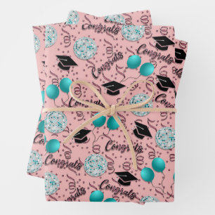 Feuille De Papier Cadeau Fun Moderne Fun Graduats rose mignon