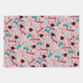 Feuille De Papier Cadeau Fun Moderne Fun Graduats rose mignon (Devant)
