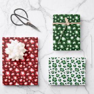 Feuille De Papier Cadeau Fun Noël Empreinte de léopard Trio Mix