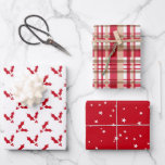 Feuille De Papier Cadeau Fun Red Christmas Mix<br><div class="desc">Fun Red Christmas trio mélanger papier cadeau enveloppé.</div>