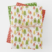 Feuille De Papier Cadeau Fun Red Green Jaune Abstrait Pine Tree Motif (En situation)