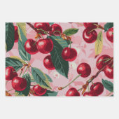 Feuille De Papier Cadeau Fun Retro 'Cherry Pop' Rose (Devant)