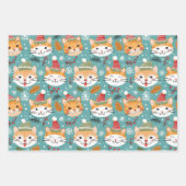 Feuille De Papier Cadeau Fun Retro Orange Chats Noël (Devant 3)