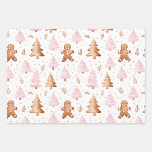 Feuille De Papier Cadeau Fun Rose Noël Sweet Traitements (Devant)