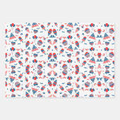Feuille De Papier Cadeau Fun Rouge Blanc et Bleu Conçu (Devant 3)