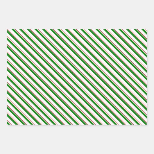 Feuille De Papier Cadeau Fun Rouge, Blanc, Vert Lignes Thématiques Noël (Devant 2)