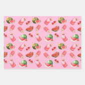 Feuille De Papier Cadeau Fun Summer Watermelon Boissons et Popsicles (Devant)