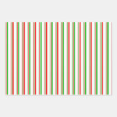 Feuille De Papier Cadeau Fun Vert, Blanc, Rouge Stripes inspirées de Noël (Devant 2)