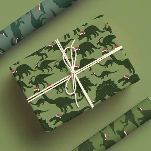 Feuille De Papier Cadeau Fun & Whimssar Noël Vacances Green Dinosaur