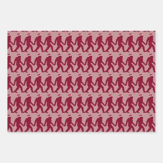 Feuille De Papier Cadeau Fun & Whimssical Bigfoot Père Noël en Bleu, Vert, (Devant)