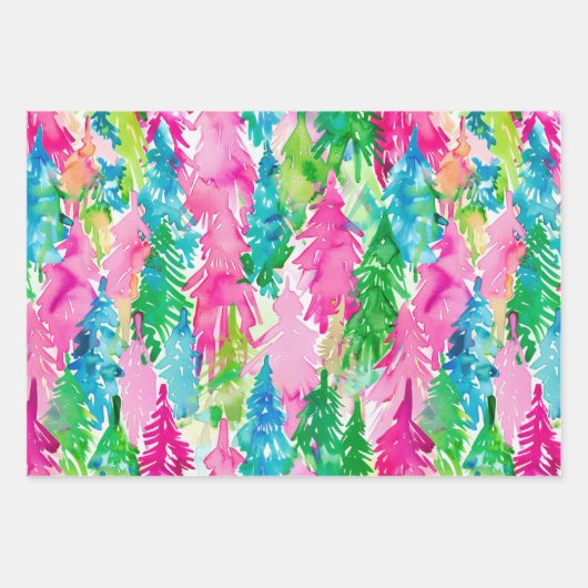Feuille De Papier Cadeau Funky Bright Thème de Noël (Devant)