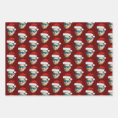 Feuille De Papier Cadeau Funky Custom Face Photo Père Noël Casquette Noël (Devant 3)