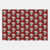 Feuille De Papier Cadeau Funky Custom Face Photo Père Noël Casquette Noël (Devant 3)