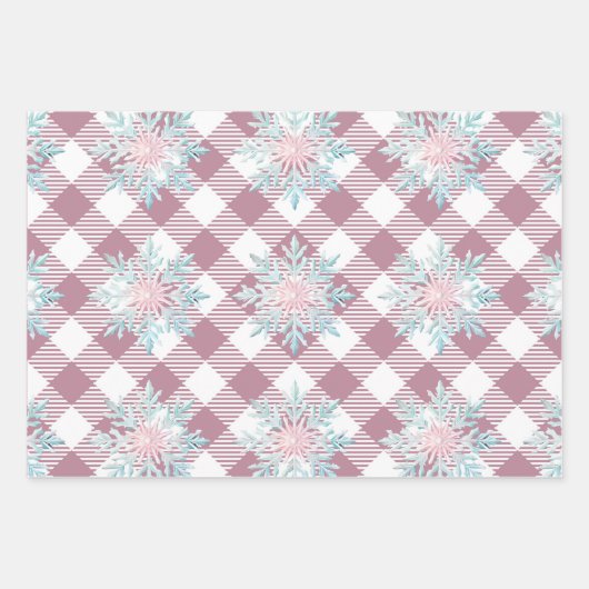 Feuille De Papier Cadeau Funky rose Noël En vichy Motif (Devant 2)