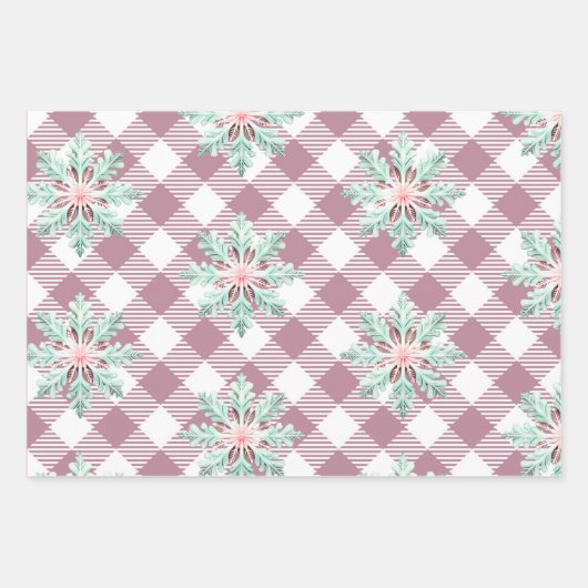 Feuille De Papier Cadeau Funky rose Noël En vichy Motif (Devant)
