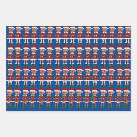 Feuille De Papier Cadeau Funky Trump Custom Face Photo Elf Christmas (Devant 2)