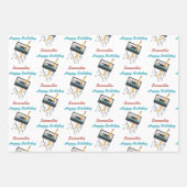 Feuille De Papier Cadeau Funny 80s Musique Retro Cassette Anniversaire Nom (Devant)