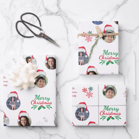 Feuille De Papier Cadeau Funny Ajouter Famille Membre 4 Photos Collage Sant (Recto)