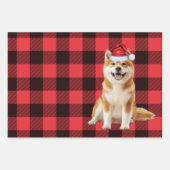 Feuille De Papier Cadeau Funny Akita Christmas Dog Buffalo Plaid (Devant 2)