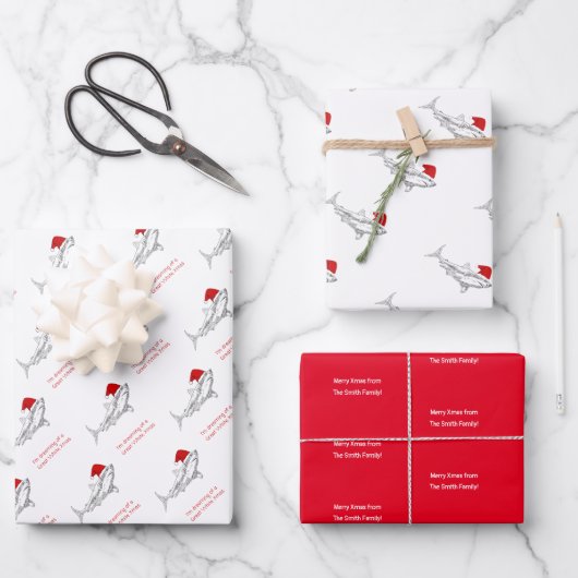 Feuille De Papier Cadeau Funny Aussie Shark carte de Noël (Recto)