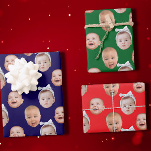 Feuille De Papier Cadeau Funny Custom Baby Face Photo Face 3 Photos Baby