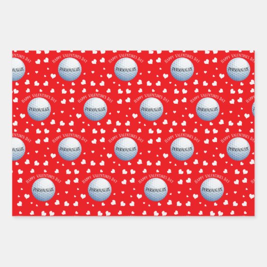 Feuille De Papier Cadeau Funny Custom Golf Baller Valentines Day (Devant)