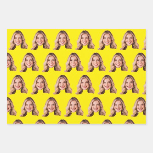 Feuille De Papier Cadeau Funny Custom Heads Photo Gift Wrap | Custom Face (Devant 3)