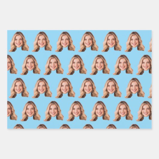 Feuille De Papier Cadeau Funny Custom Heads Photo Gift Wrap | Custom Face (Devant 2)