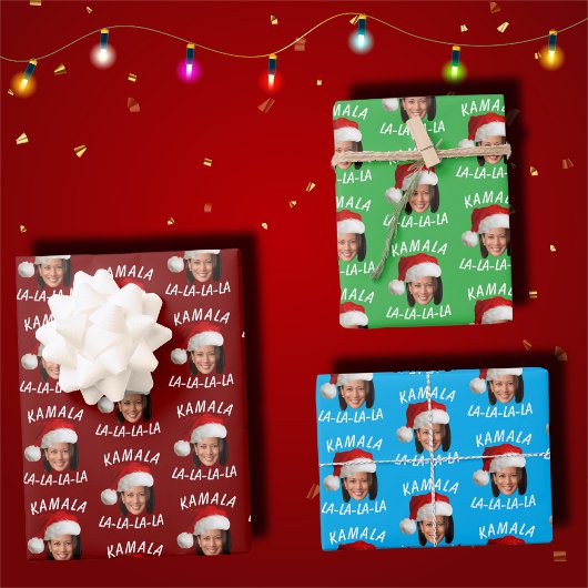 Feuille De Papier Cadeau Funny Kamala Harris Face Santa Hat Noël