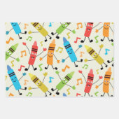 Feuille De Papier Cadeau Funny Kawaii Crayons De Danse Avec Notes De Musiqu (Devant 2)