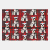 Feuille De Papier Cadeau Funny Schnauzer Christmas Dog Holiday Plaid (Devant)