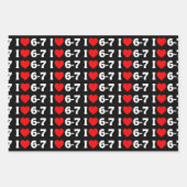 Feuille De Papier Cadeau Funny Six Seven Meme “I Love 6-7” Pattern (Devant 2)
