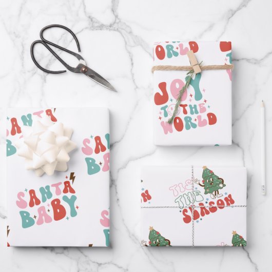 Feuille De Papier Cadeau Funny Super Noël des années 1970 (Recto)