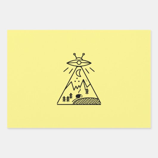 Feuille De Papier Cadeau Funny Ufo, Zone 51, Enlèvement d'Aliens (Devant 2)