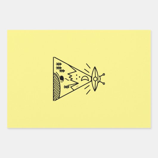 Feuille De Papier Cadeau Funny Ufo, Zone 51, Enlèvement d'Aliens (Devant)