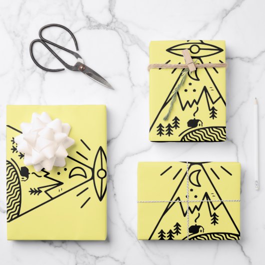 Feuille De Papier Cadeau Funny Ufo, Zone 51, Enlèvement d'Aliens (Recto)
