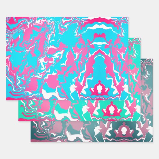Feuille De Papier Cadeau Fusion colorée abstraite (Lot)