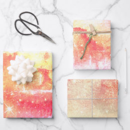 Feuille De Papier Cadeau Galaxie aquarelle rose