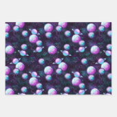 Feuille De Papier Cadeau Galaxie cosmique | Nebula bleu turquoise pourpre (Devant 2)