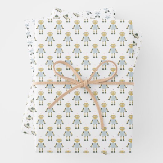 Feuille De Papier Cadeau Galaxie de fusée spatiale Fun Pastel (En situation)