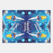 Feuille De Papier Cadeau Galaxy Astronaut Navette spatiale Rocketship Anniv (Devant)